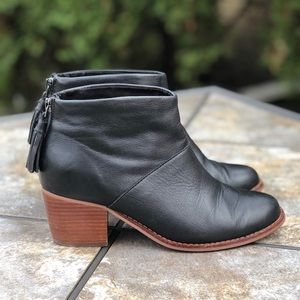 Toms Black Leather Leila Leather Ankle Booties
